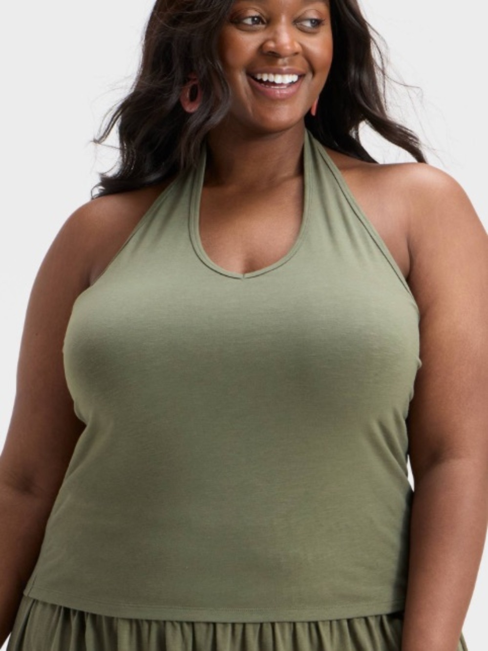 Women's Universal Thread Olive Halter Neck Tank Top Size XXL